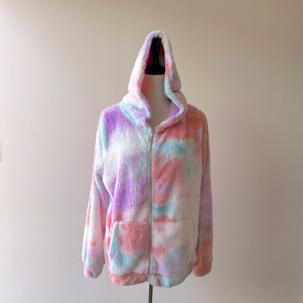 Bobbie Brooks Pastel Tie Die Fuzzy Jacket